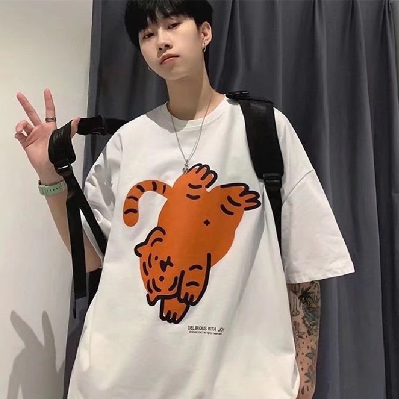 Áo Thun Tay Ngắn Dáng Rộng In Họa Tiết Hoạt Hình Phong Cách Nhật Bản Thời Trang Mùa Hè Cho Nam Size M-8XL