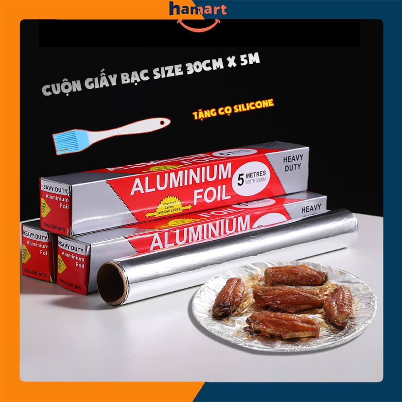 Giấy Bạc Nướng Đồ Ăn Giấy Bạc Nướng Thịt Bọc Thực Phẩm [BẢN 30cm DÀI 5m]