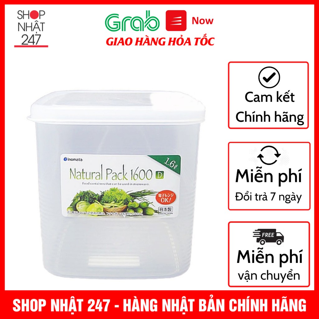 Hộp thực phẩm vuông 1600ml Inomata NỘI ĐỊA NHẬT BẢN