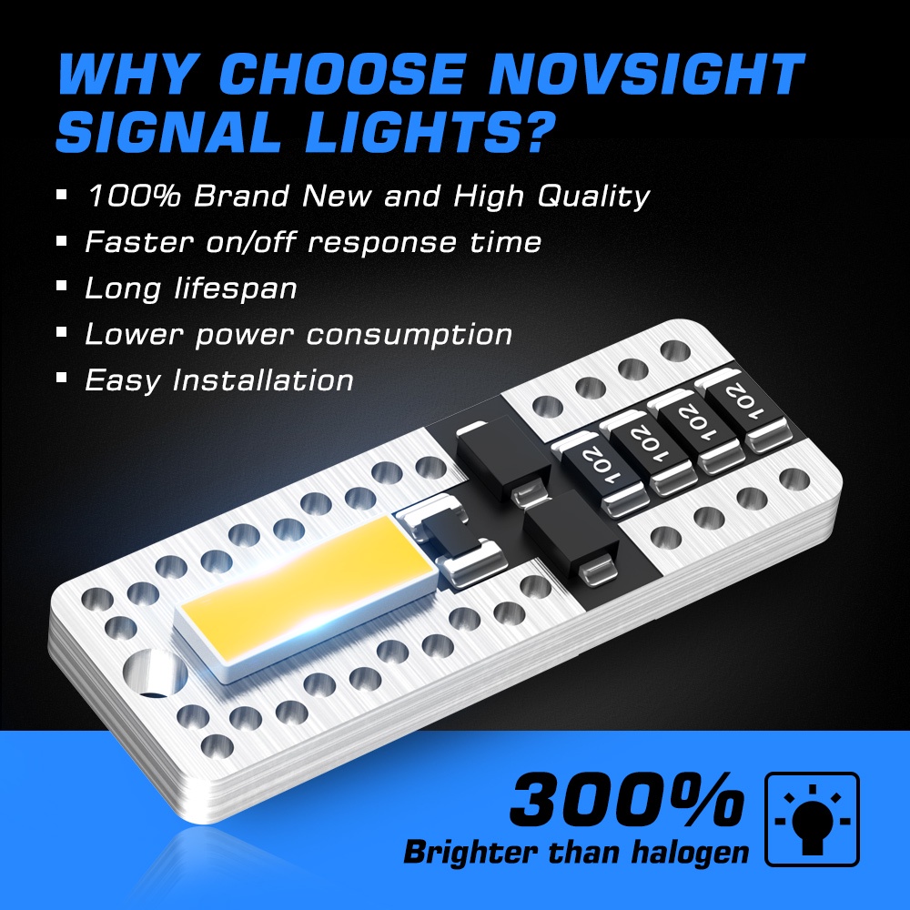 Bộ 2 đèn LED Novsight T10 7020 6000K siêu sáng chuyên dụng cao cấp cho xe hơi