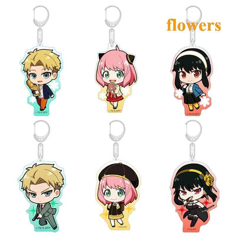 Móc Khóa Nhựa Acrylic Hình Hoa SPY×FAMILY Loid Anya Yor