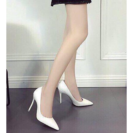 [FREESHIP_70K] Cao gót nhọn bít mũi công sở Trắng