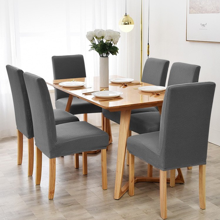 1 Vỏ Bọc Ghế Dệt Kim Dày Dặn Co Giãn Màu Trơn Dành Cho Gia Đình / Quán Cà Phê / Nhà Hàng