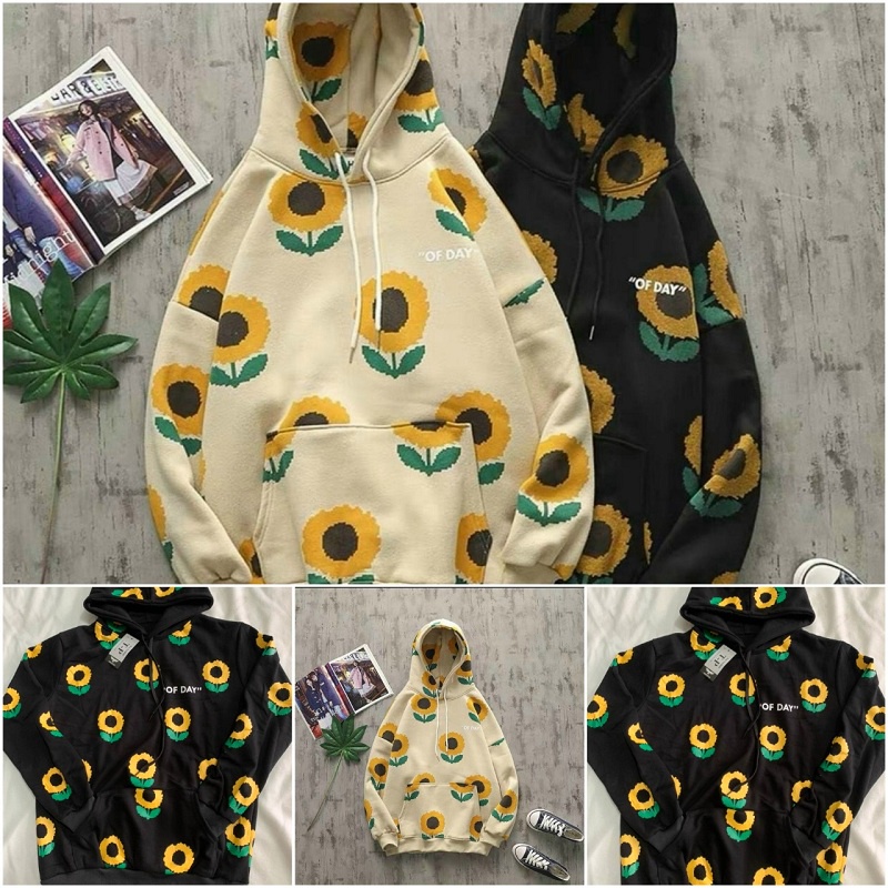 Áo Khoác Hoodie UnNisex Rộng Nam Nữ Cặp❤FREESHIP RẺ ĐẸP❤Kiểu Thun Tay Dài Thu Đông In Hoa OF DAY - Couple Jacket