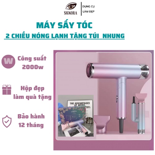 Máy sấy tóc 2 chiều nóng lạnh công suất lớn 2000W,  có thể gấp gọn bảo hành 12 tháng