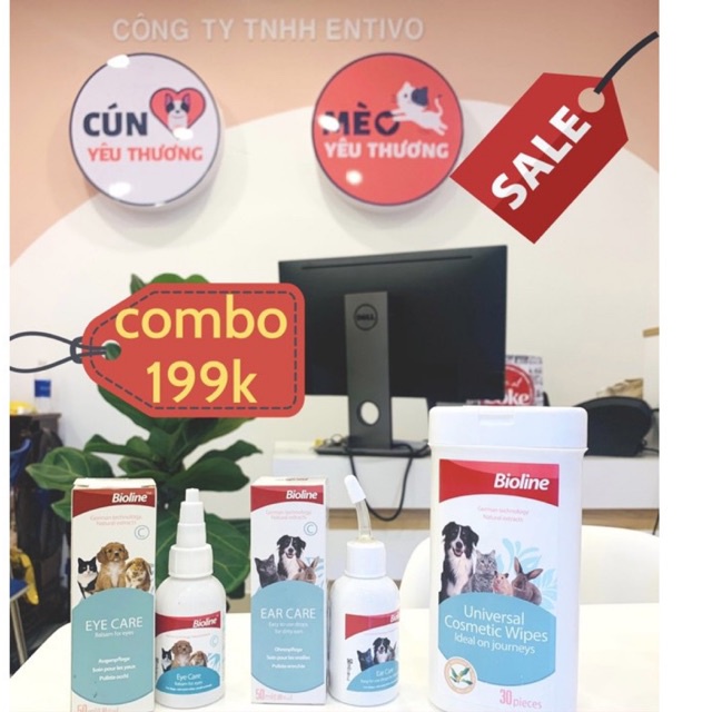 [Trọn bộ] Nước vệ sinh mắt, nhỏ tai, khăn lau ố mắt, lỗ tai Chó Mèo BIOLINE l Vệ sinh mắt l Vệ sinh tai BIOLINE