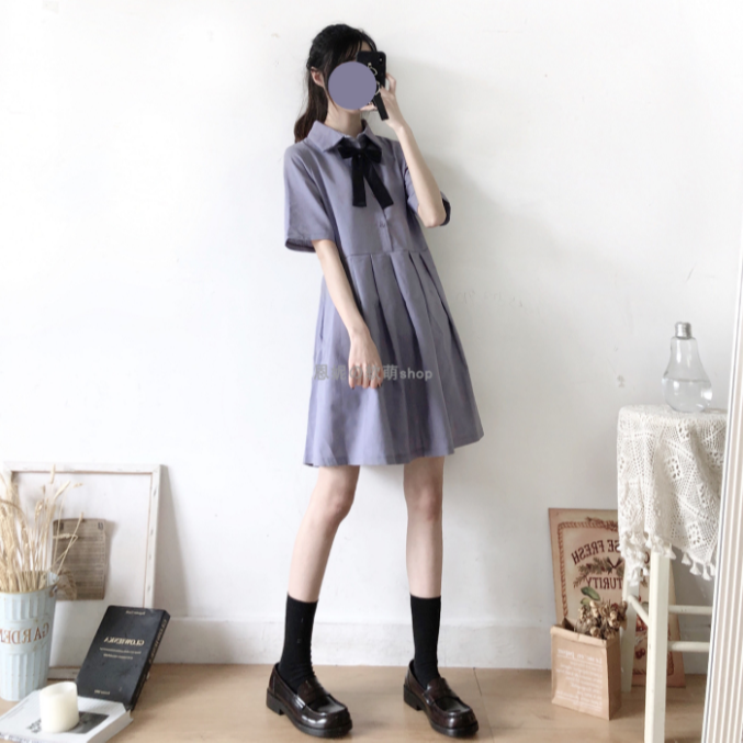 Đầm Nữ Tay Ngắn Phong Cách Nhật Bản Thời Trang Quyến Rũ