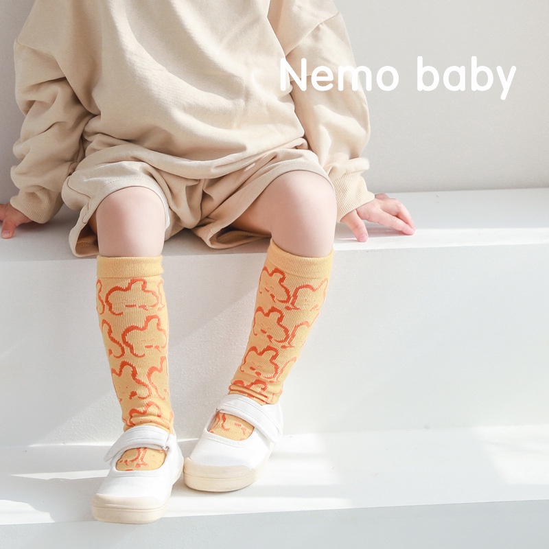 Vớ cotton cổ cao KokoroCare WG-01 họa tiết hoạt hình quái vật dễ thương thời trang mùa xuân 2022 cho bé