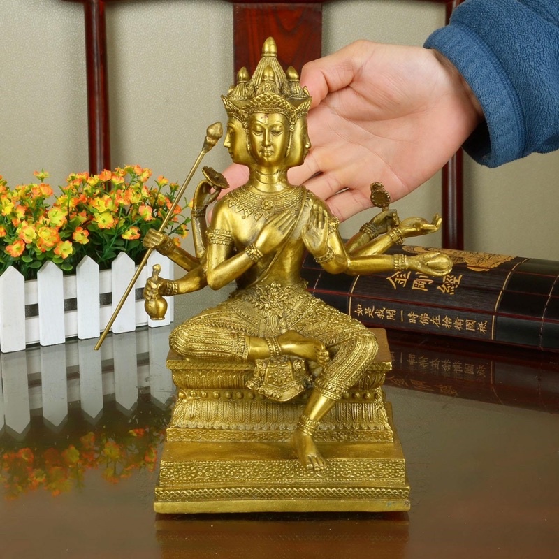 Tượng phật Thần Tứ Diện Chiêu Tài Lộc bằng đồng cao 26cm