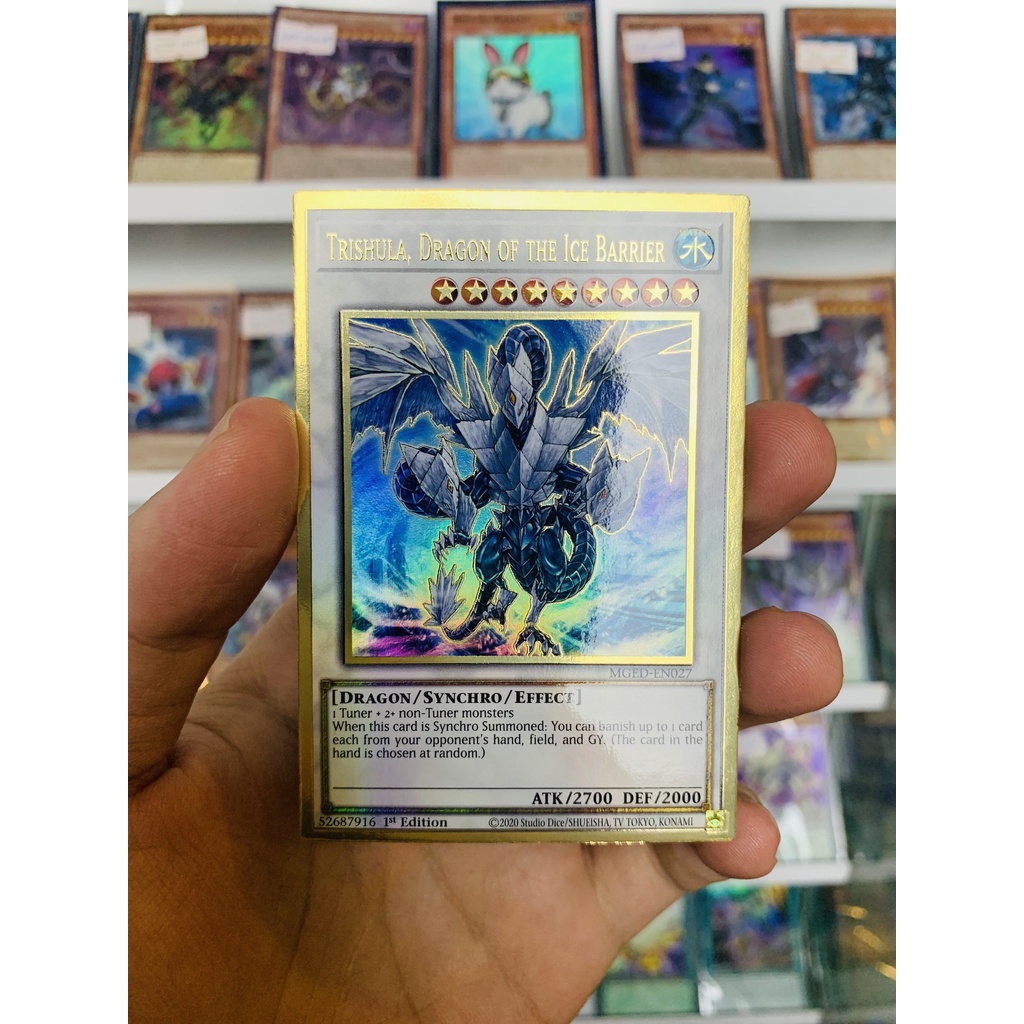 Thẻ Bài Lẻ YugiOh! Mã MGED-EN027 - Trishula, Dragon of the Ice Barrier - Premium Gold Rare - 1st Edition
