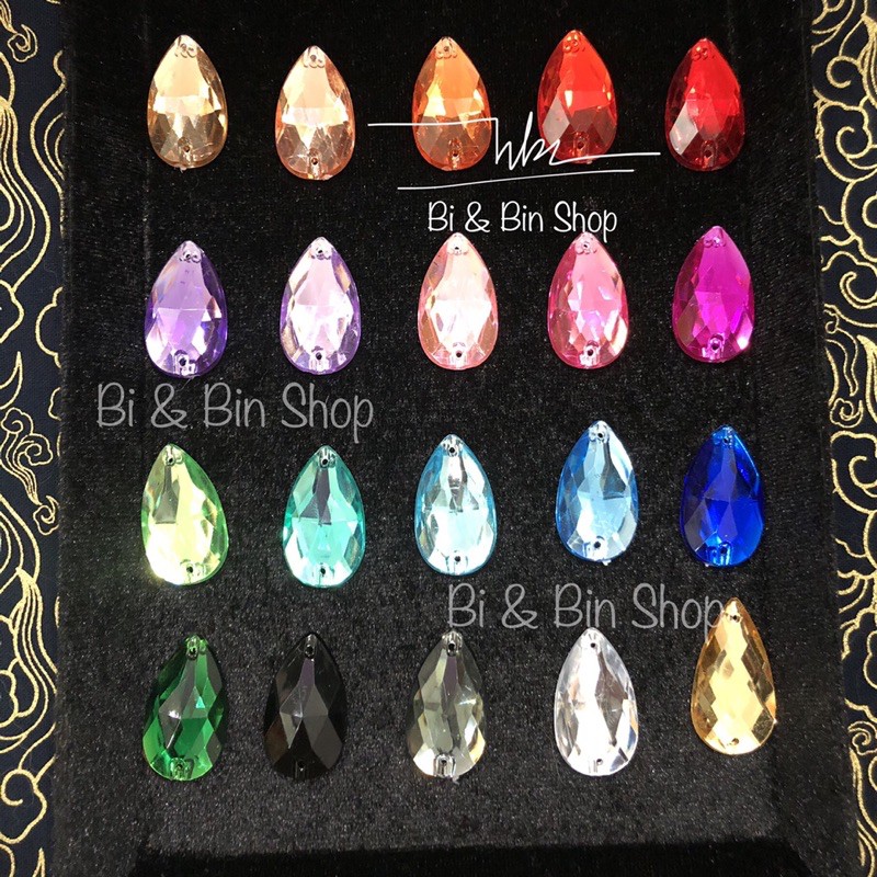 30 Viên Đá Kết Giọt Nước Lớn 16x28mm Đính Kết Trang Phục Thời Trang