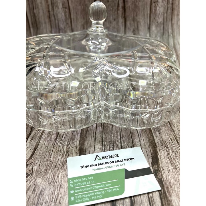 GIẢM SẬP SÀN Khay hộp đựng bánh kẹo có nắp đẹp hoa quả sấy khô 6 ngăn nhựa trong Acrylic cao cấp kiểu dáng sang trọng