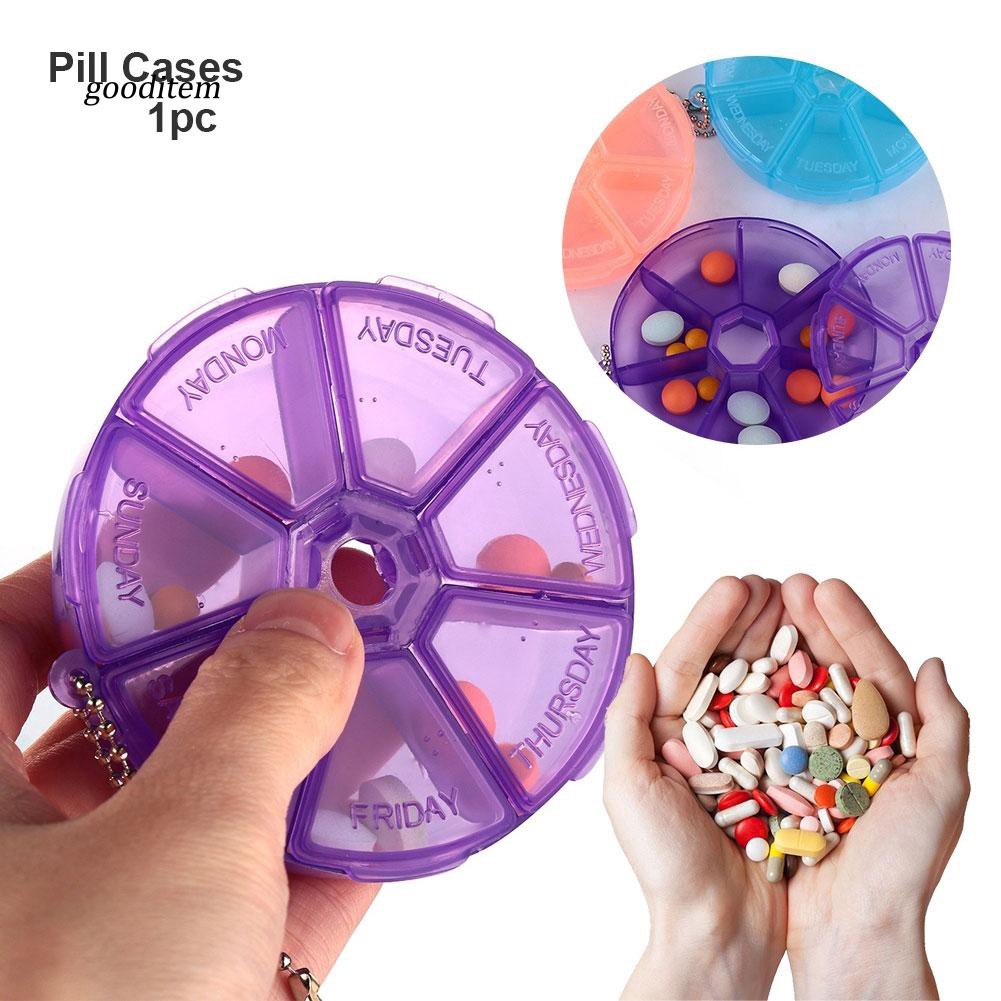 MAC1_7 Day Weekly Round Pill Box Medicine Tablet Dispenser Organizer Storage Case