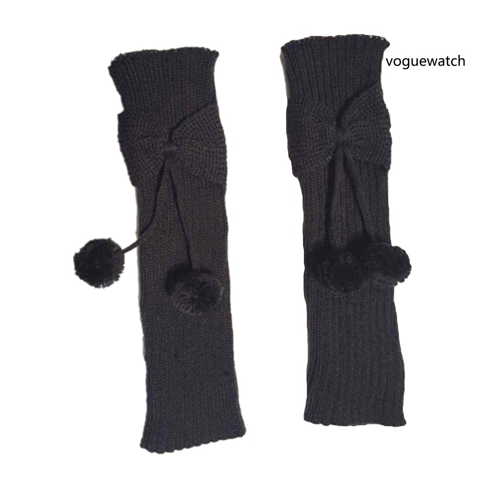 Vớ Dệt Kim Giữ Ấm Chân Đính Nơ Và Bóng Lông Thời Trang Cho Bé Gái