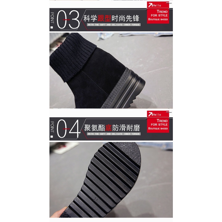 Giày Bốt Martin Đế Xuồng Cao 14CM Kiểu Hàn Quốc Thời Trang Thu Đông 2021