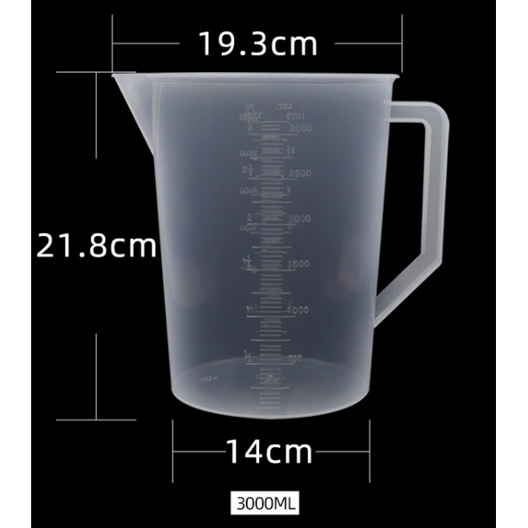 2000ml 3000ml 5000ml CA ĐONG CHỊU NHIỆT ĐỊNH LƯỢNG PHA CHẾ cốc nhựa trong suốt vạch chia rõ ràng