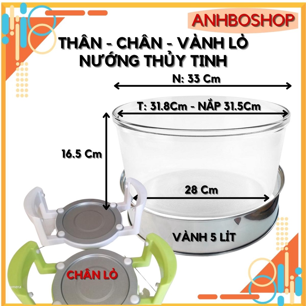 Thân lò nướng thủy tinh CAO CẤP dung tích 12 lít dùng thay thế cho các loại lò nướng đang bán trên thị trường