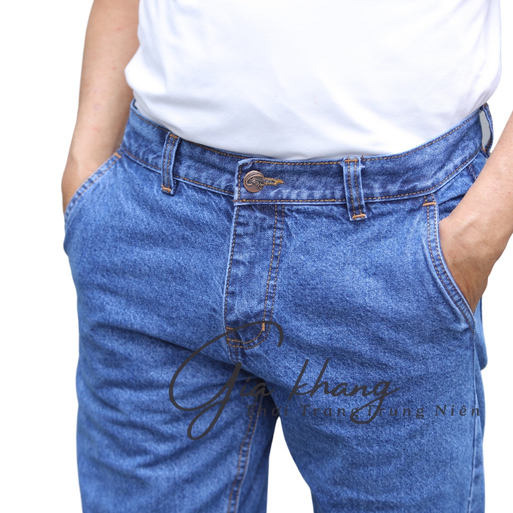 Quần jeans nam ống suông trung niên phom rộng dễ mặc phù hợp cho người trung tuổi jeans trung niên cao cấp chất vải đẹp