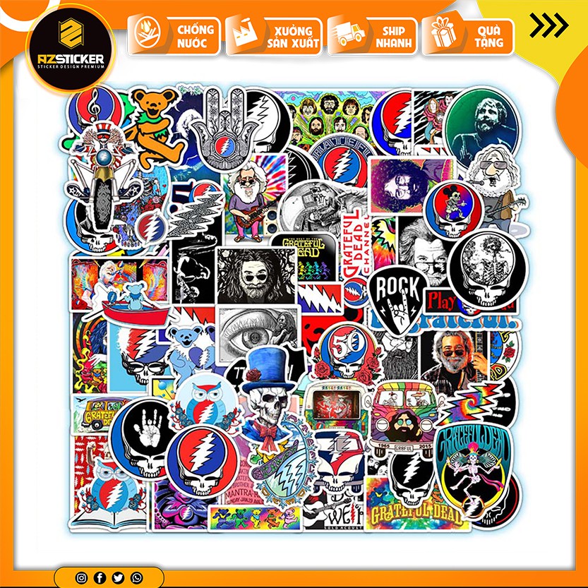 Sticker Dán Laptop, Dán Điện Thoại, Dán Nón Bảo Hiểm, Tem Dán Xe Chống Thấm Nước, Chống Bay Màu  | Chủ Đề Grateful Dead
