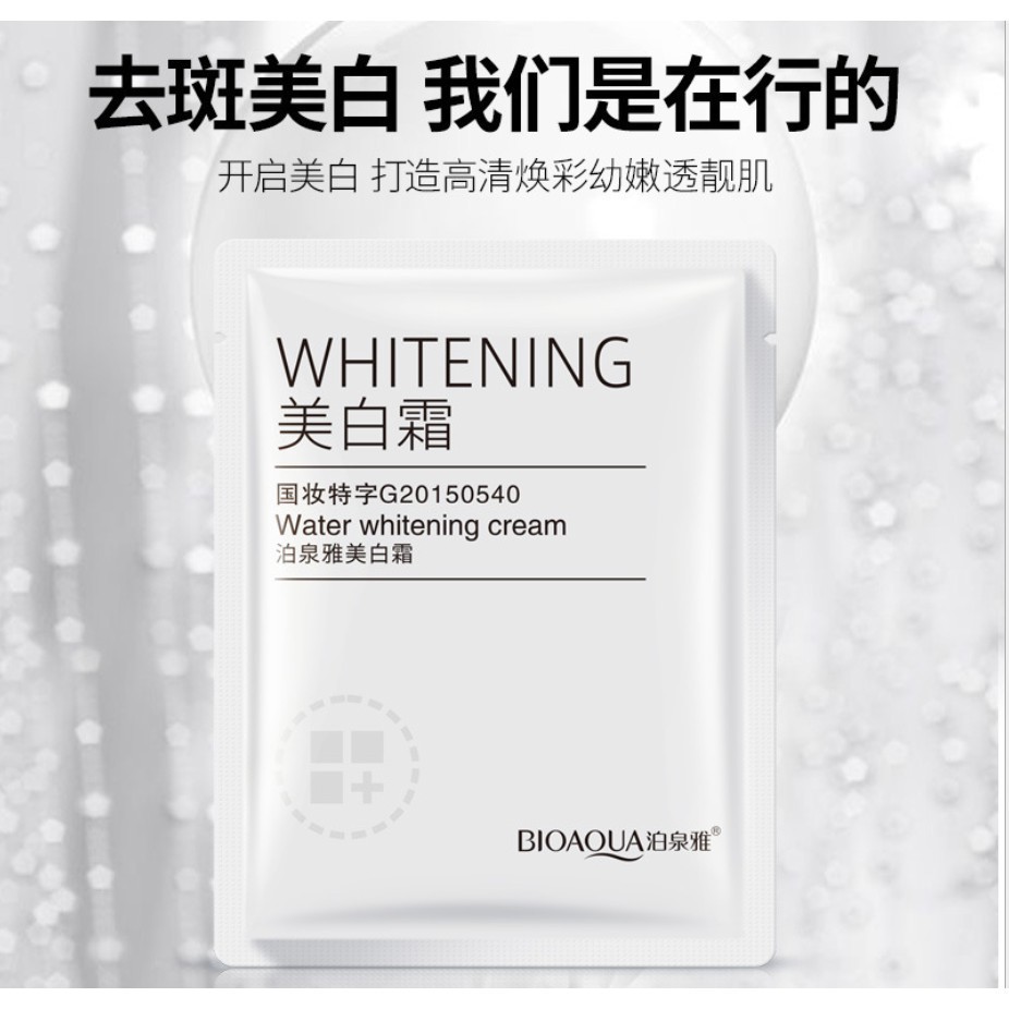 01 gói Sample kem dưỡng da mặt Bioaqua Whitening Cream Moisturizing Brightening Skin 3g (tổ cú auth) (queen cosmetics)