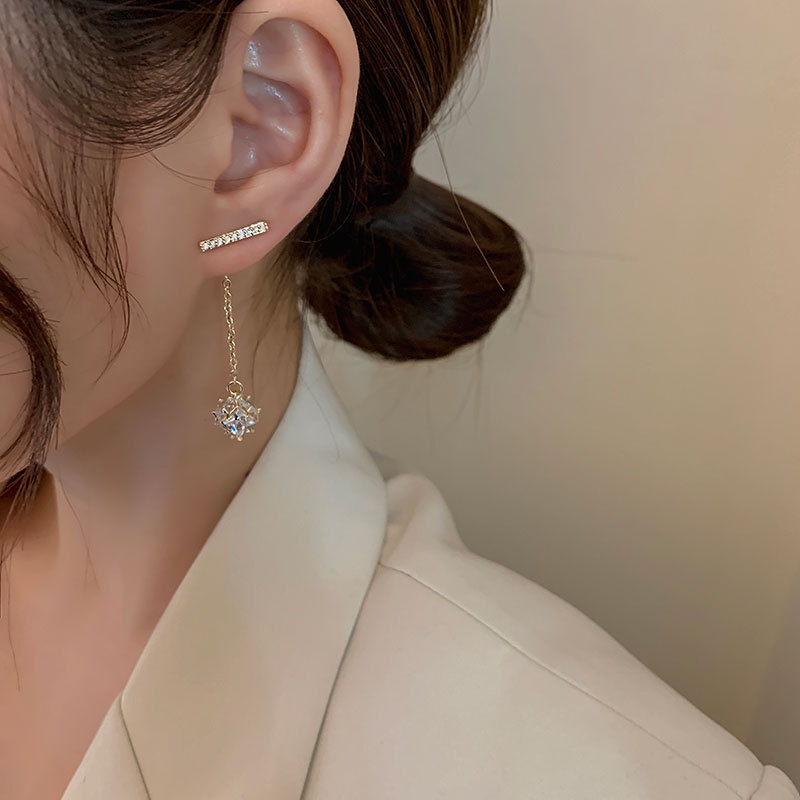 Hoa tai Rhinestone phong cách Hàn Quốc mới Hoa tai thả của phụ nữ