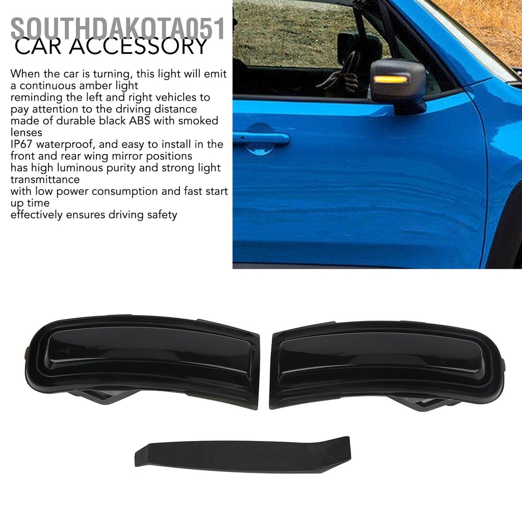 Southdakota051 2 chiếc Gương bên chiếu hậu Đèn báo rẽ IP67 Chống nước Liên tục Chỉ Màu hổ phách Thay thế cho Jeep Renegade 2015‑2022