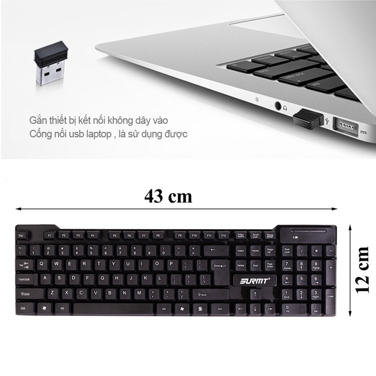 Bộ Bàn Phím Và Chuột Không Dây 2.4G Phím Bấm Êm Đàn Hồi Sử Dụng Cho Laptop Và PC Bảo hành 1 năm M6 bàn phím không dây