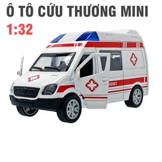 Xe ô tô cứu thương mini bằng hợp kim nhựa có âm thanh và đèn xe đồ chơi trẻ em