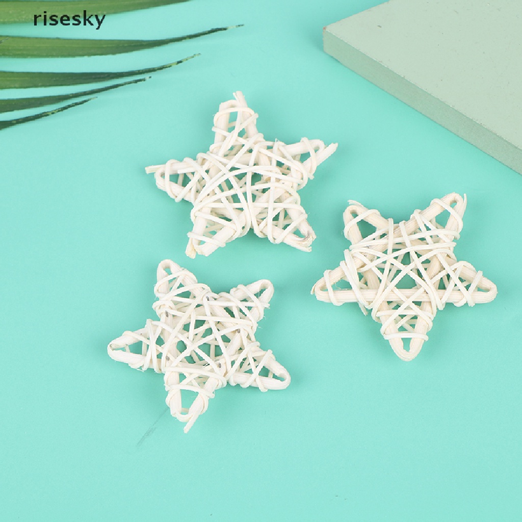 Set 10 Dây Mây Trắng Đan Hình Ngôi Sao Trang Trí Giáng Sinh DIY ♨Trên đó