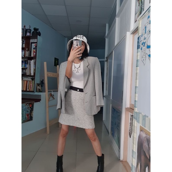 Áo khoác vest blazer dạ, hàng si Nhật