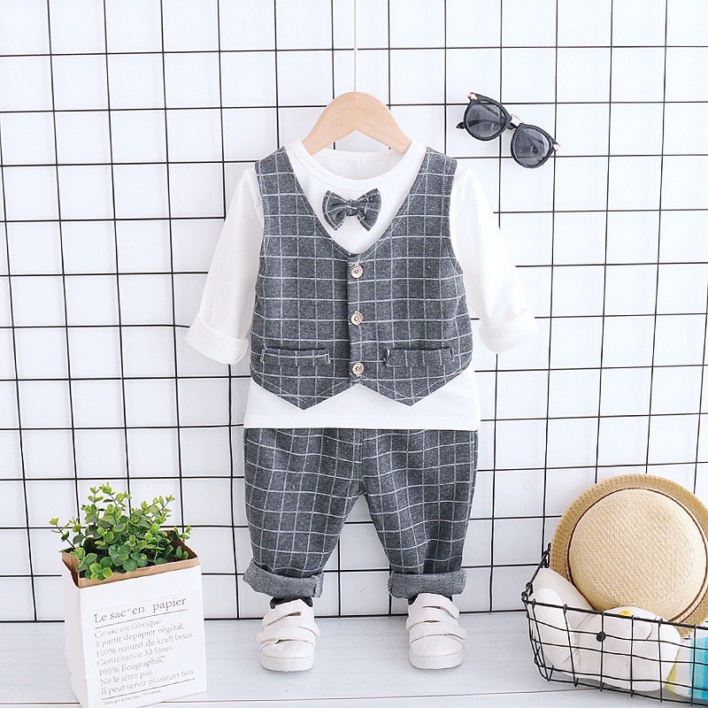 Đồ Vest Công Tử Cho Bé Trai size 80-110, Bộ Vest Set 3 Chi Tiết Cho Bé 1-4 tuổi