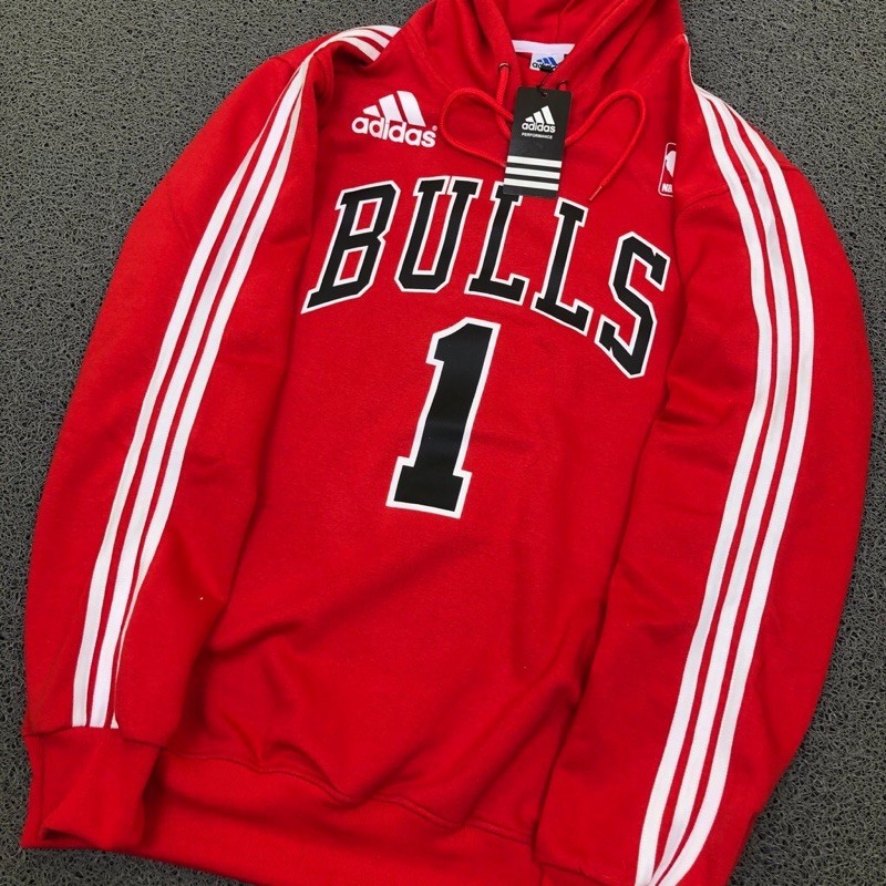 Áo Khoác Hoodie In Hình Logo Adidas Nba / Bulls / Hoa Hồng Màu Đỏ Nhạt Thời Trang