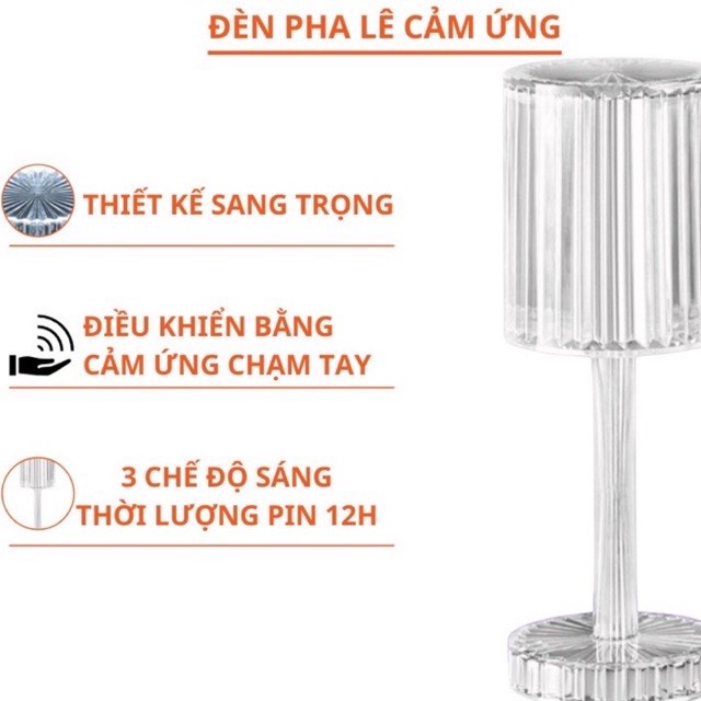 Đèn Bàn Kim Cương Đèn Ngủ Pha Lê Để Bàn Hiệu Ứng 3D Cảm Biến Tích Điện đèn ngủ 16 mầu