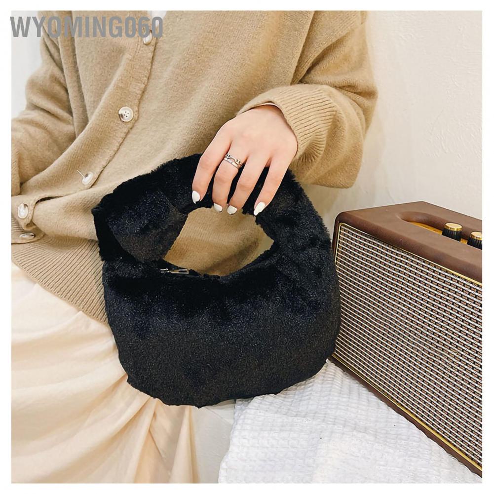 [Hàng Sẵn] Túi Xách Nhung Mềm Mại Có Khóa Kéo Thời Trang Cho Nữ【Wyoming060】