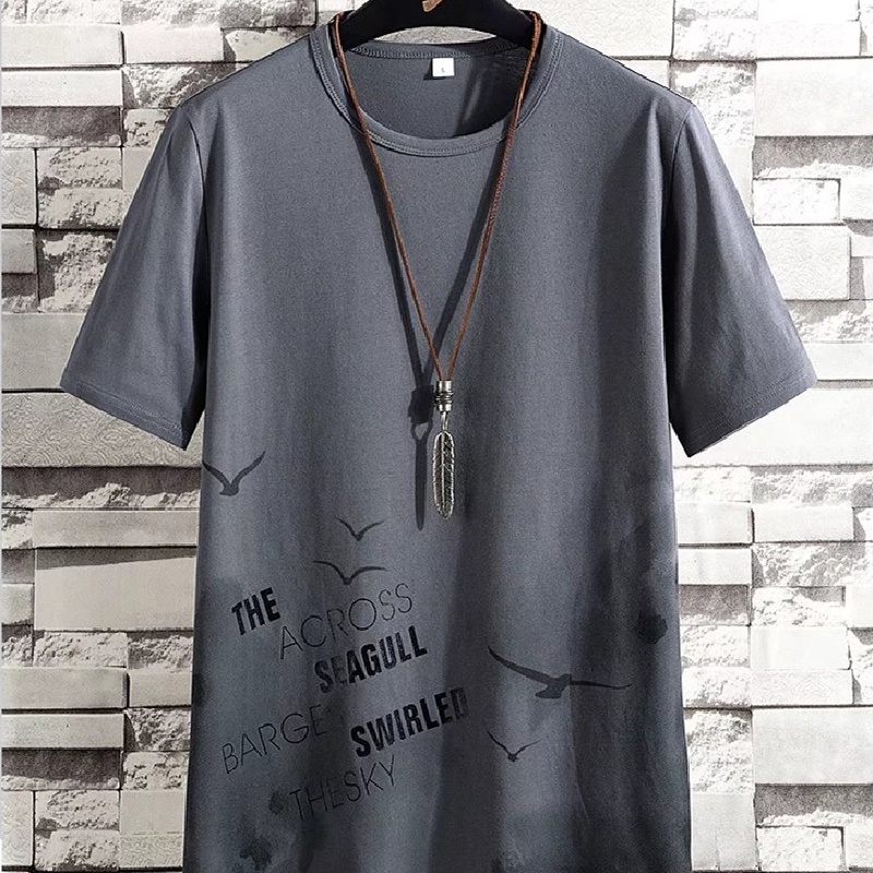 Set Đồ Thể Thao Hai Mảnh Gồm Áo Thun Cổ Tròn Dáng Rộng In Họa Tiết Thời Trang Mùa Hè Có Size Lớn + Quần Dành Cho Nam Giới【M-3XL)