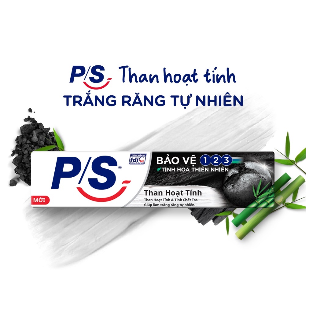Kem đánh răng P/S bảo vệ 123 than hoạt tính 230g, 180g
