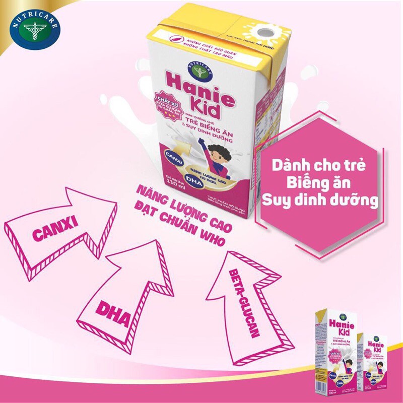 Thùng sữa bột pha sẵn Hanie kid 110ml