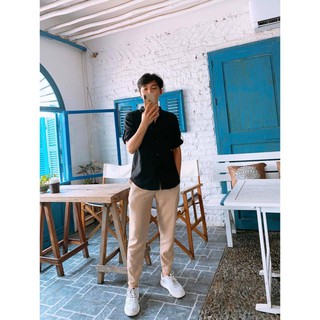 Áo Sơ Mi Nam Đũi Nhật Cổ Trụ