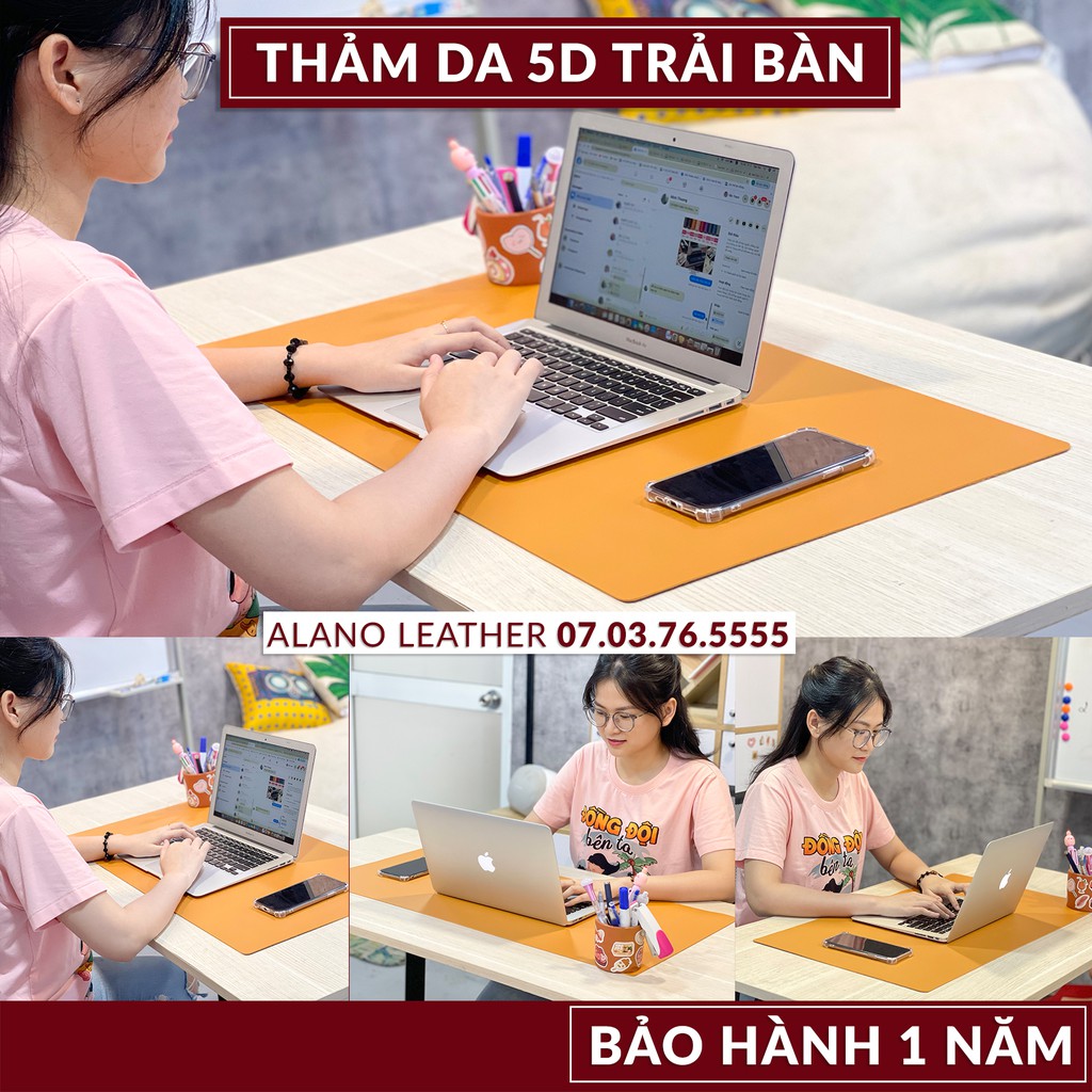 [Hình Thật / Giá Xưởng] Thảm Da Trải Bàn 5D Màu Nâu Da Bò Pastel Chống Thấm, Chống Trầy, Tiện Lợi, Bảo hành 2 Năm Tại Xư