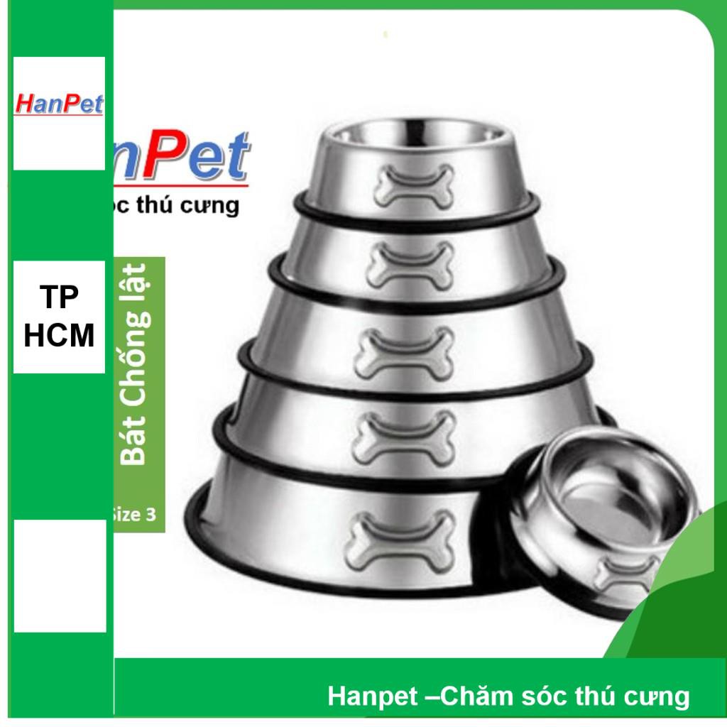 HCM-Bát / chén ăn inox KHÔNG GỈ - chống lật size 3 dành cho chó 7 đến 20kg  (đường kính 22cm)- hanpet 353c