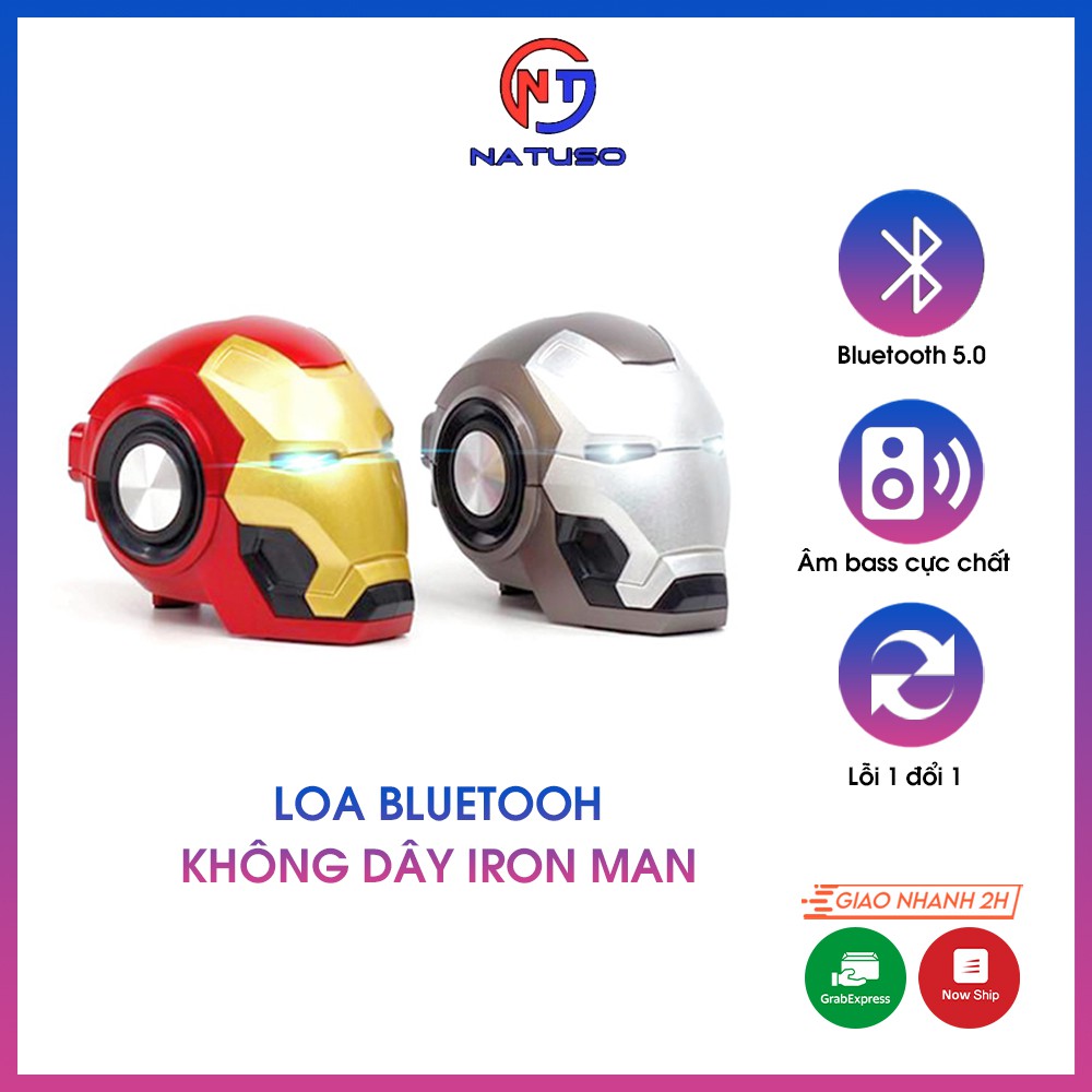 Loa Bluetooh Không Dây Siêu Bass Iron Man Endgame Cầm Tay, Nghe Nhạc Cực Hay, Mắt Có Đèn Led, Gắn Thẻ Nhớ