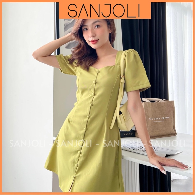 Váy Công Sở SANJOLI Đầm Dự Tiệc Cổ Tim Ôm Eo Dáng Ngắn Thiết Kế Hàn Quốc Đi Tiệc Sang Chảnh Trẻ Trung VD020