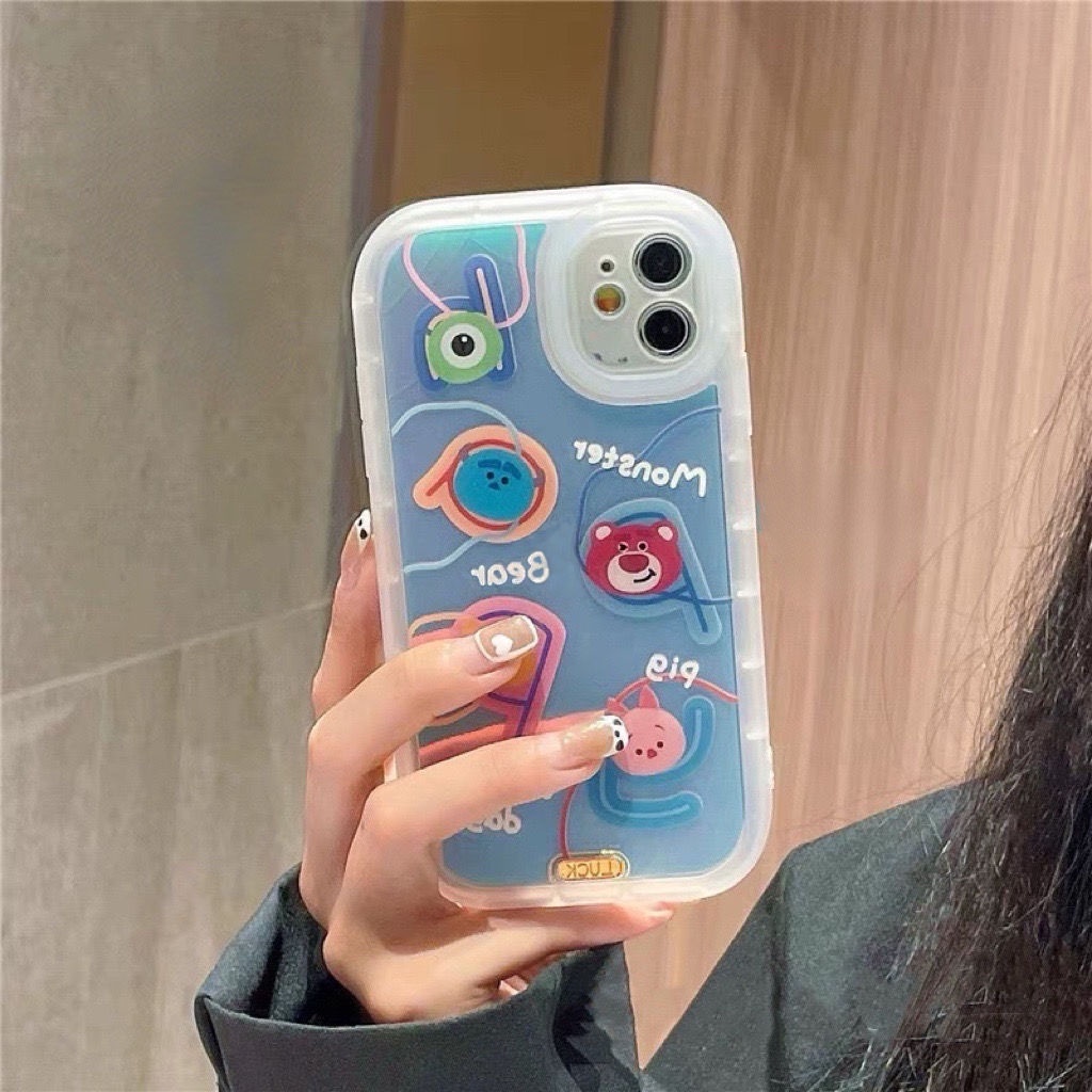 Ốp Điện Thoại In Hình Gấu Màu Laser Cho iphone 12 13 11 Pro Max X Xs Max Xr
