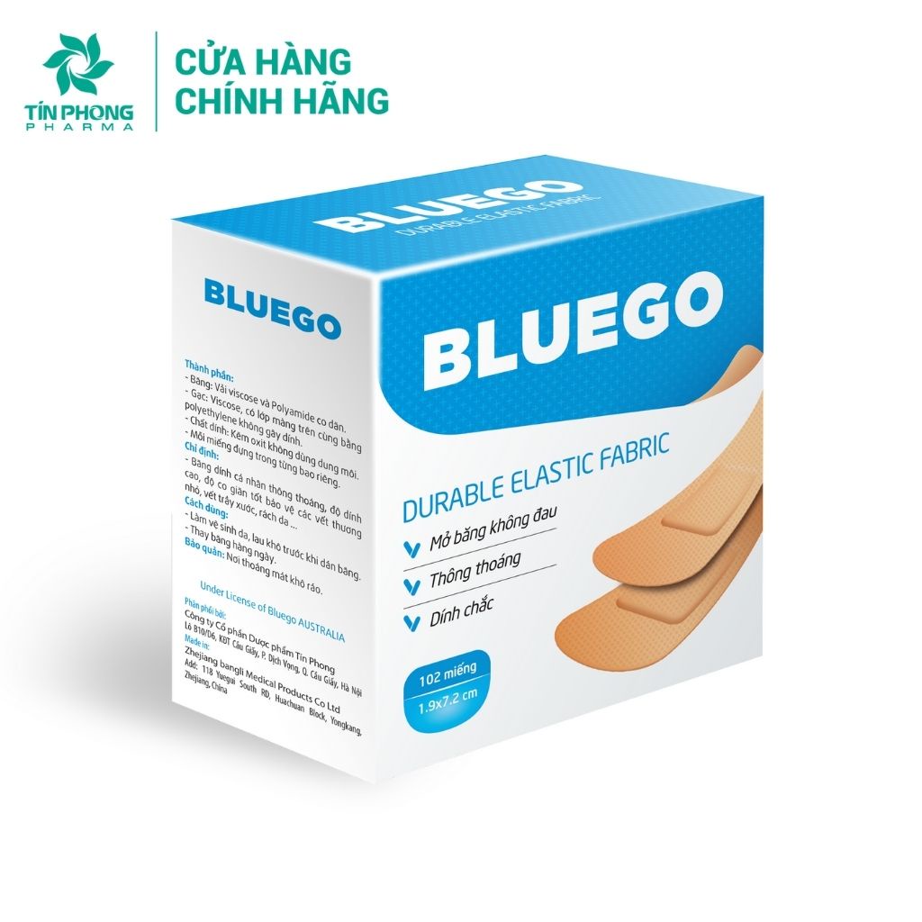 Băng Gạc Y Tế, Băng Dính Bluego Hộp 30 Miếng Giúp Chăm Sóc Bảo Vệ Vết Thương, An Toàn Tiện Lợi Dễ Sử Dụng TVT002