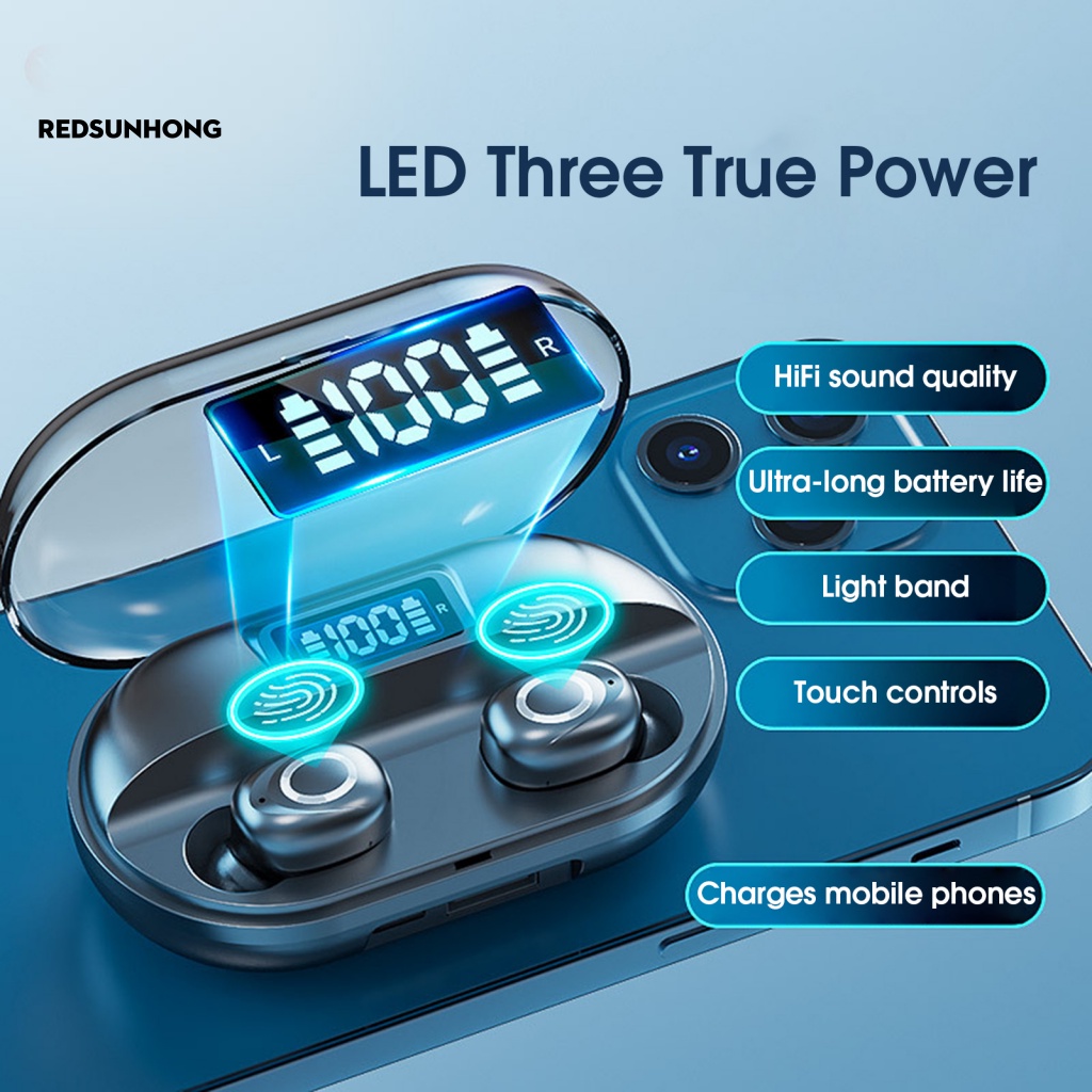 1 Cặp Tai Nghe Thể Thao Không Dây Bluetooth 2200mAh