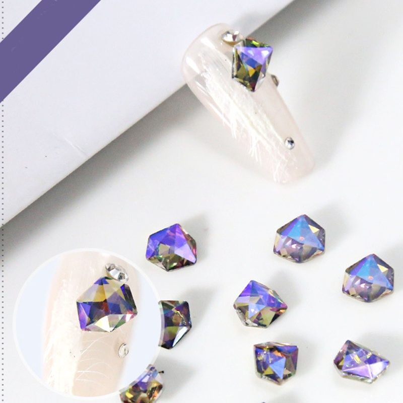 Set 10 Phụ Kiện Đính Trang Trí Móng Tay / Kính Trong Suốt Lấp Lánh