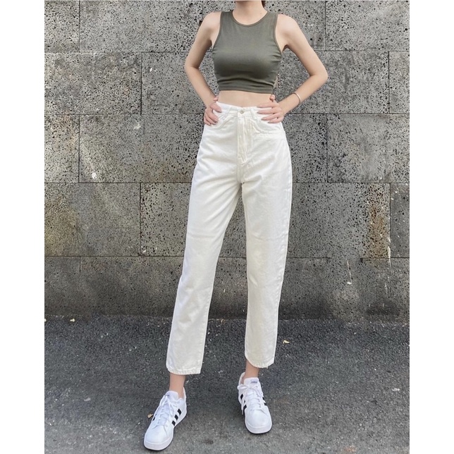 Quần Baggy kaki trắng ống thường Form tôn dáng kèm video tại shop
