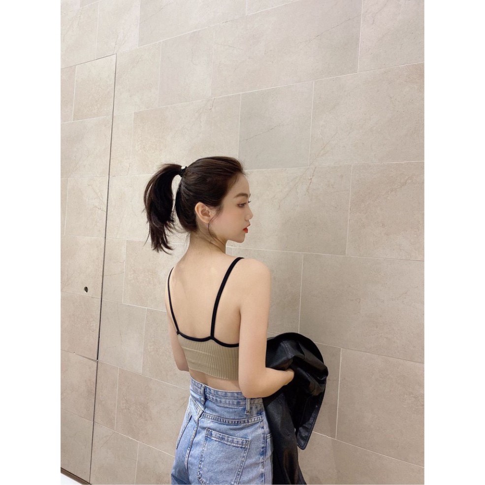 Áo bra nữ hở lưng chữ - viền Đen Nữ Gân Tăm Sexy 808 BR75 - tập gym - yoga -fitness Đa Năng Mẫu Mới Hàng Xuất Nhật | BigBuy360 - bigbuy360.vn