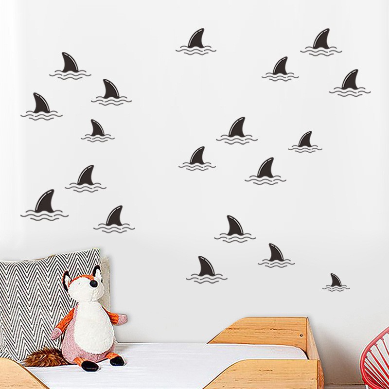 Creative Shark Fin Wall Sticker Removable Home Children Bedroom Decor Decal PVC Sticker