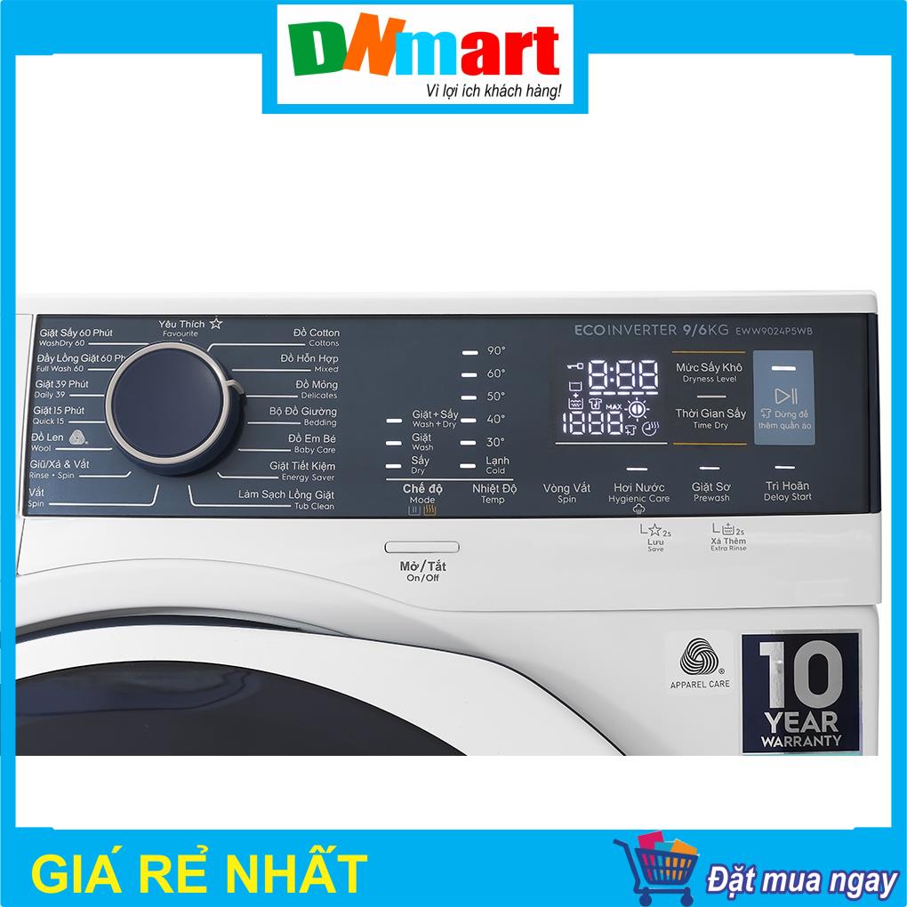 Máy giặt + sấy Electrolux EWW9024P5WB cửa trước 9kg giặt 6kg sấy